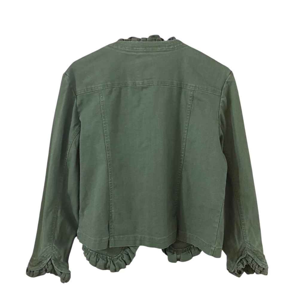 Craffwear by UM Company Cropped Ruffle Denim Jacket in Army Green Size M - Picture 4 of 7